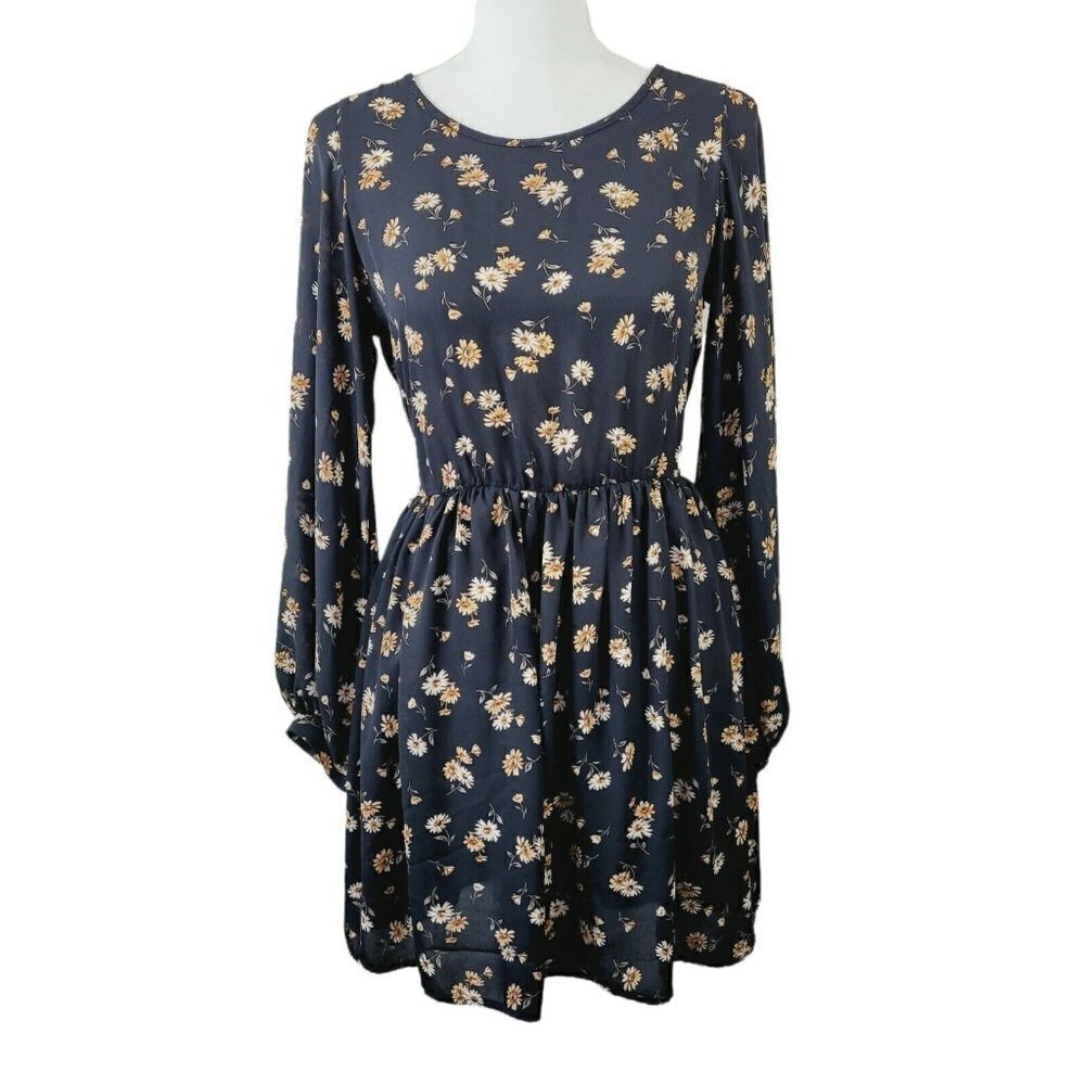 Swell Women's Whimsical Dress Black Floral Mini Dress Sz Small Surfer Girl - Picture 2 of 12